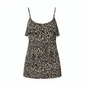 Blue Rain Sleeveless Cheetah Print Mini Dress Size Large